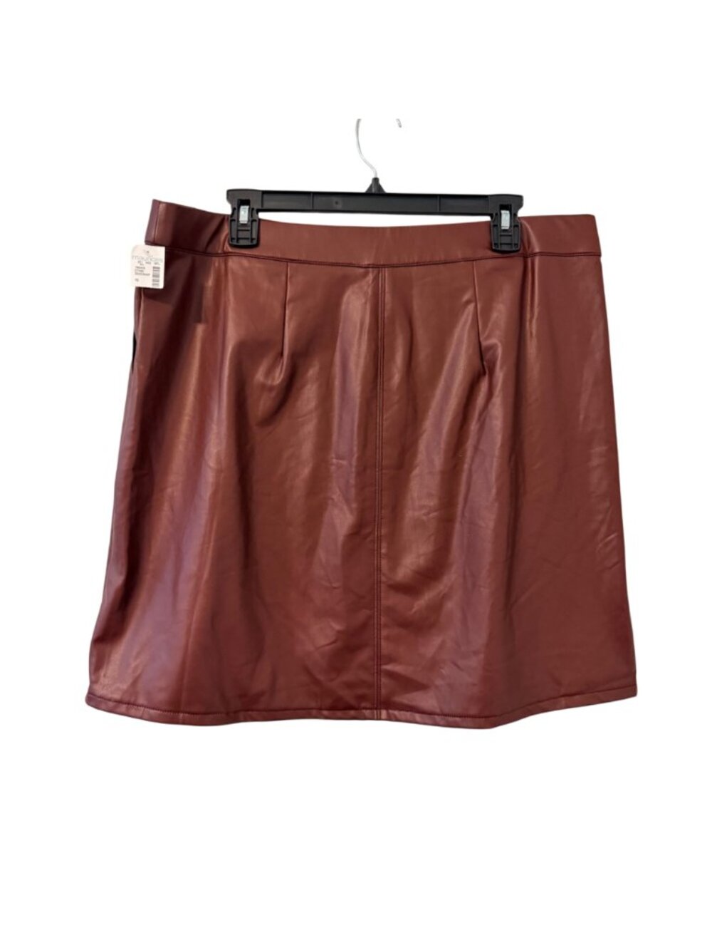 Maurices Faux Leather Burgundy Mini Skirt Sz 16 Coating Polyester Blend Lining.N - Picture 9 of 12